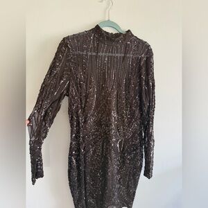Fashion Nova Shimmering Black Sequin Dress